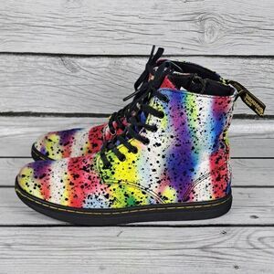 Dr. Martens Marley Hackney Booties AirWair Canvas Splatter Paint Youth 3